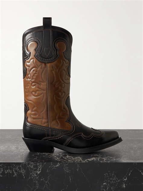 givenchy two tone leather cowboy booties